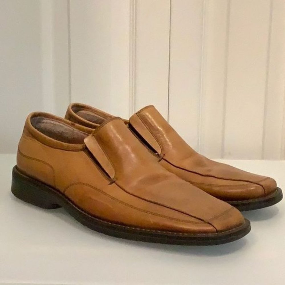 FEETFIRST MENS TAN LEATHER LOAFERS/SLIP ONS MADE IN ITALY SIZE 43